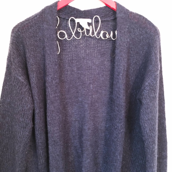 H&M Navy Soft Knit Long Open Cardigan Pockets XS - Picture 5 of 6